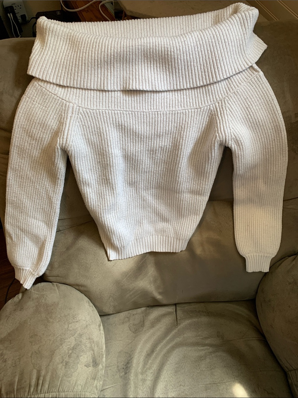 Sincerely Jules Off-the-Shoulder Foldover Sweater in Ivory